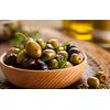 Mix de masline verzi marinate cu ierburi aromatice  si ardei, kg.