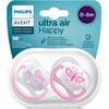 Ultra Air Happy Suzeta din silicon Girl 0-6m 2 buc AVENT
