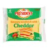 PRESIDENT Branza topita felii Cheddar 40%,120g