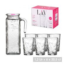 Set ulcior cu 6 pahare sticla 7buc LAV