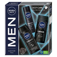 Set Sampon+gel de dus + Deo Men Deep Care Trio NIVEA