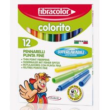 Carioci lavabile  Colorito 12buc FIBRACOLOR