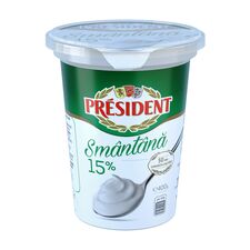 Сметана 15% стак. 400г PRESIDENT