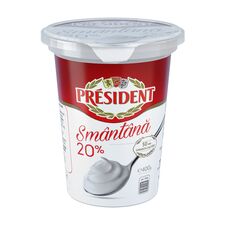 Сметана 20%, стакан 400г PRESIDENT