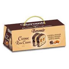 Cozonac Royal Crema cu Caramel si Cipsuri de Ciocolata 550g BOROMIR
