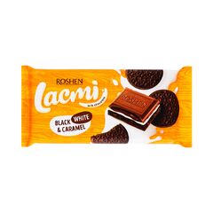 Ciocolata Lacmi Black, White & Caramel bisc.cacao 100g ROSHEN