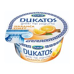 Iaurt grecesc cu portocală și scorțișoară 4.6%,150g DUKATOS