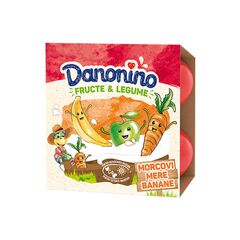 Iaurt de banane, mere, morcov 4*50g DANONINO