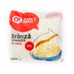 Branza de vaci 9%, PE 500g O! PRET MIC MIC