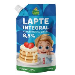 Lapte condensat cu zahar 8.5%, 400g d/p LACTIS