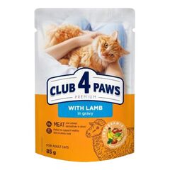 CLUB 4 PAWS Hrana pu pisici adulte cu miel in sos 85g