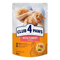 CLUB 4 PAWS Hrana p/u pisici adulte cu curcan in aspic 85g