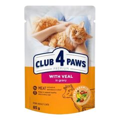 CLUB 4 PAWS Hrană pentru pisici pentru adulți, vițel în sos 85g