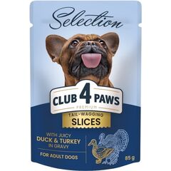 CLUB 4 PAWS Hrana pu caini mici cu rata si curcan in sos 85g