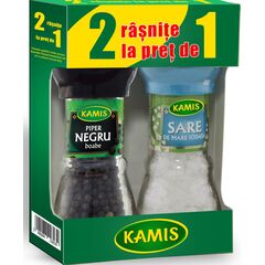 KAMIS Set de râșnițe - Piper negru 42g + Sare de mare 90g