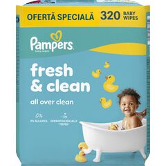 PAMPERS Servetele umede Baby wipes  fresh clean 80buc  3+1 gratis
