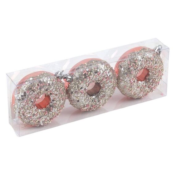 Набор рождественских пончиков, 3шт, 9см, Розовый–Шампанское