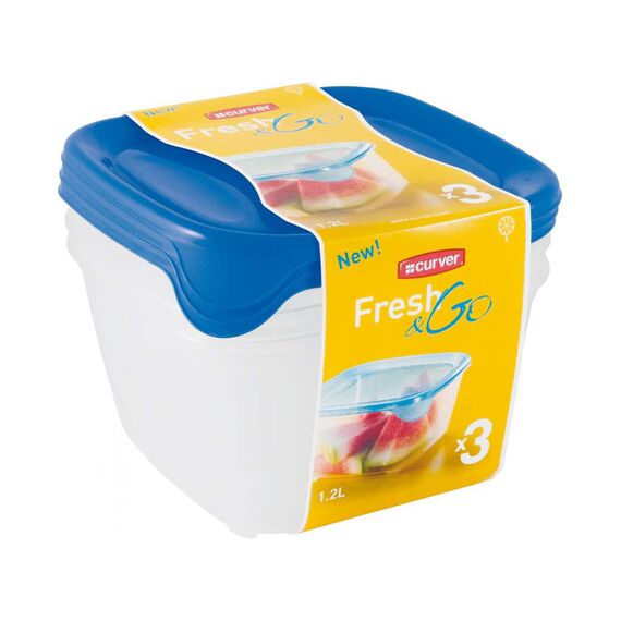 Set boxe patrate 1.2l 3buc FRESH&GO