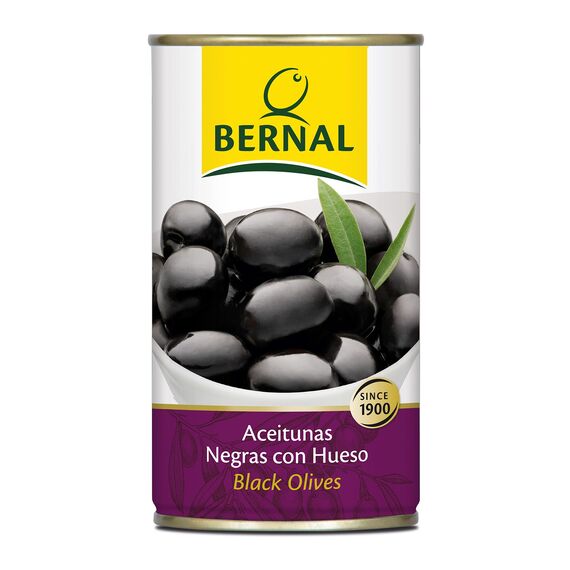 Olive negre 240/260 c/s 200 g/370 ml. cut. BERNAL