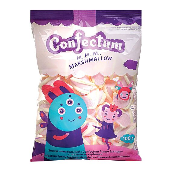 Zefir Funny Springs cu aroma  de capsuna 100g CONFECTUM