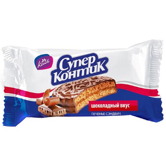 Печенье Супер Контик шоколадный вкус 100г KONTI