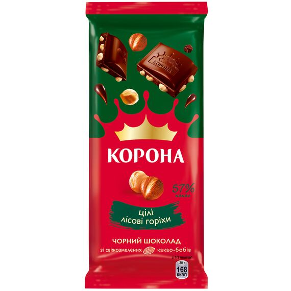 Шоколад черный/цельный арахис 90г KORONA