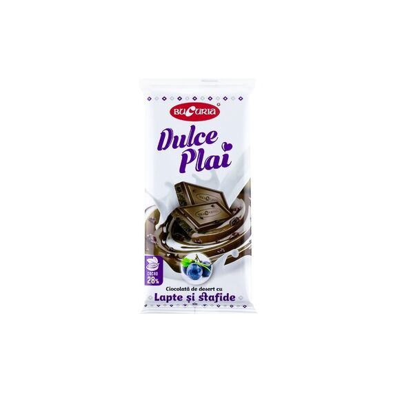 Ciocolata DULCE PLAI d/desert lapte/stafide 90g BUCURIA