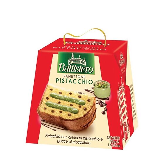 Панеттоне cu Chipsuri de Ciocolata si Crema de Fistic 750г BATTISTERO