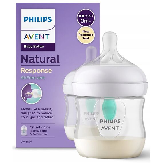 Бутылочка, силиконовая соска антиколики Air-Free 125мл. 0+ AVENT