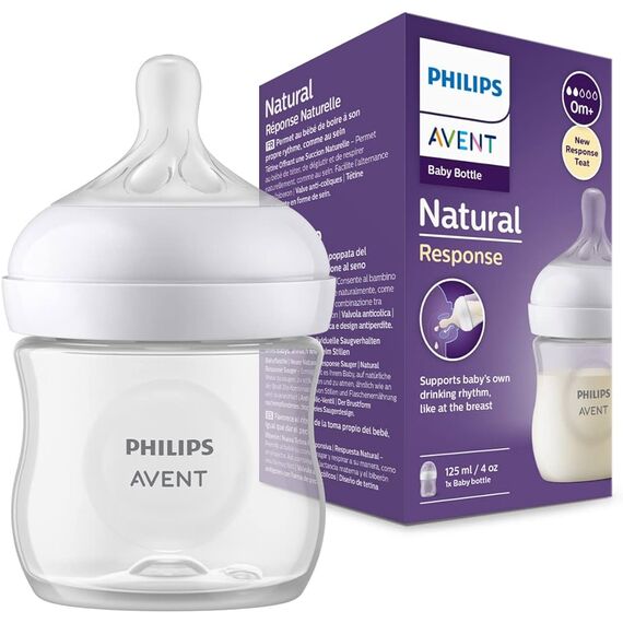 Biberon Natural Response plastic tetina din silicon 125ml 0m+ AVENT