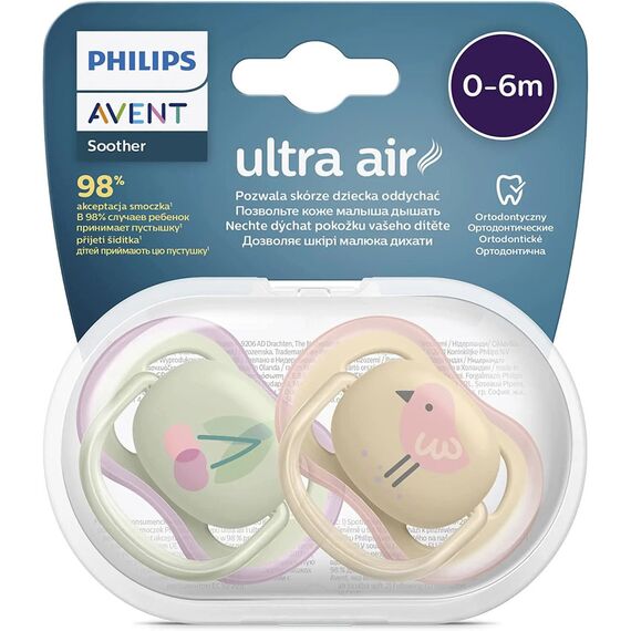 Пустышка Ultra Air из силикона Girl 0-6мес  2 шт AVENT