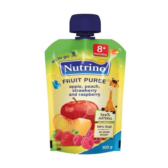 Piure mere/piersici/capsuni/zmeura 100g 8l+ NUTRINO