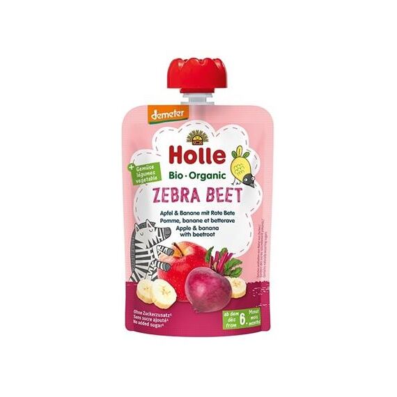 Пюре Zebra Beet органическое с яблоком, бананом и свеклой с 8 мес.100 г HOLLE