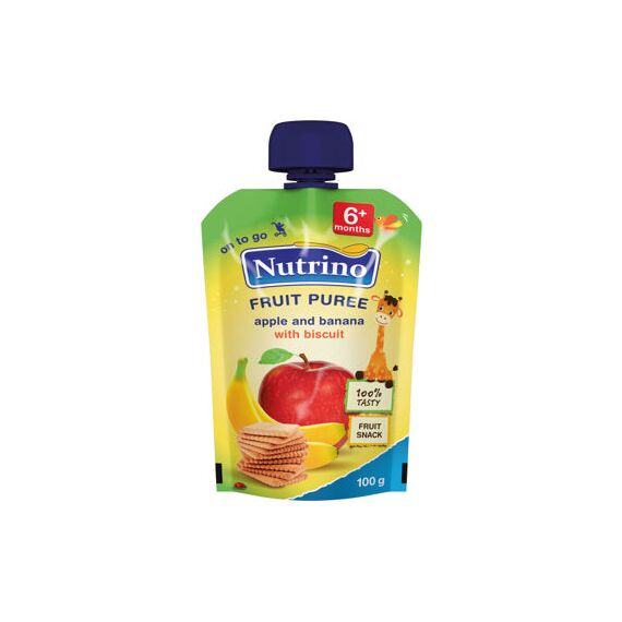 Piure mere, banane, biscuiti 6l+  100g d/p NUTRINO