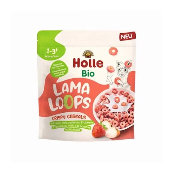 Organic Lama Loops Хрустящие хлопья с яблоками и клубникой (12+ мес.), 125 г HOLLE Bio