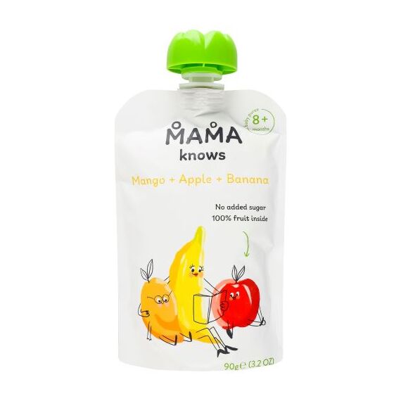 Piure mere, mango si banane 6l+ 90g d/p MAMA KNOWS
