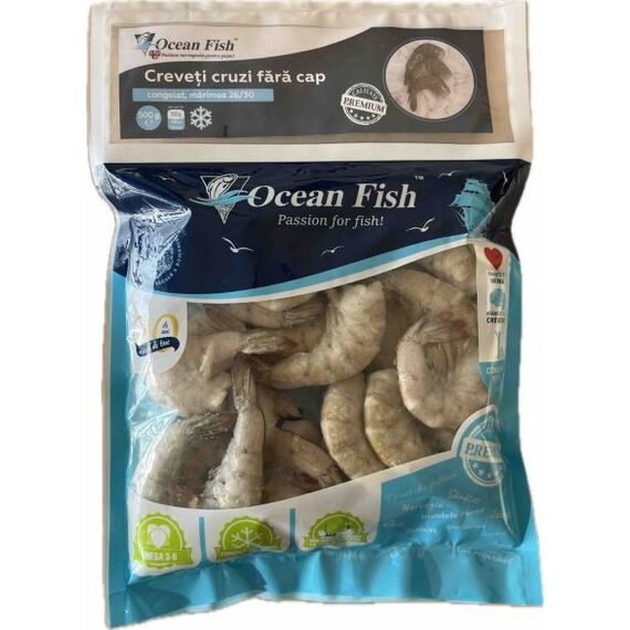 Креветки cырые б/г 26/30 зам. 500г OCEAN FISH