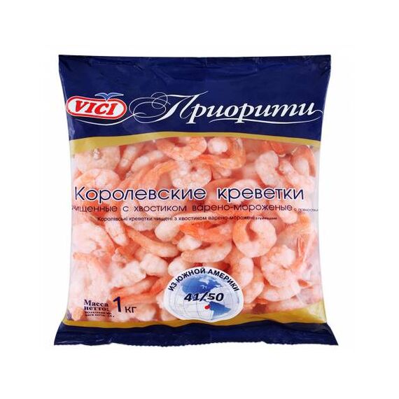 Розовые креветки замороженные 41/50 1кг VICI