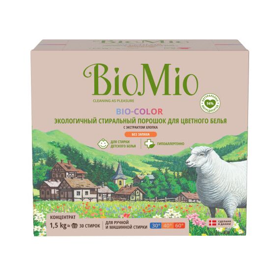 ПОРОШОК ДЛЯ ЦВЕТНОГО БЕЛЬЯ  BIO-COLOR 1500Г BIOMIO