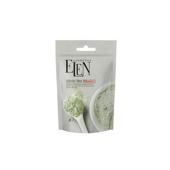 ELEN COSMETICS Глина Зелёная с экстрактом Лопуха и Арники 50г