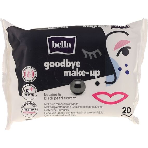 Салфетки влажные Goodbye Make-Up Betaine&blackpearl 20 шт BELLA