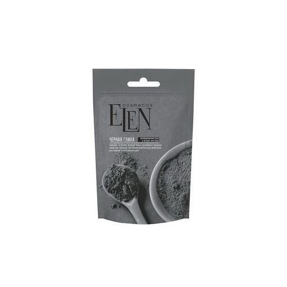 Глина Черная с Актив углем и экстрактом Алоэ 50г ELEN COSMETICS