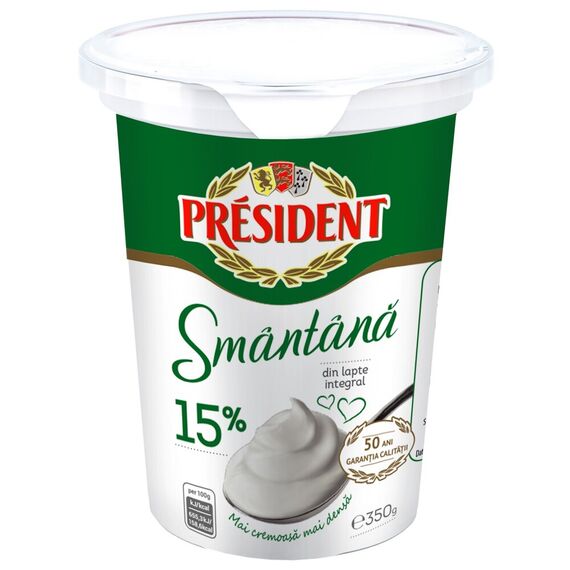 Сметана 15% стак. 350г PRESIDENT