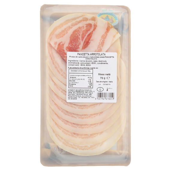 ERMES  Salam crud-zvintat Pancheta Arrotolata de porc 70g FONTANA, foto 2 - linella.md