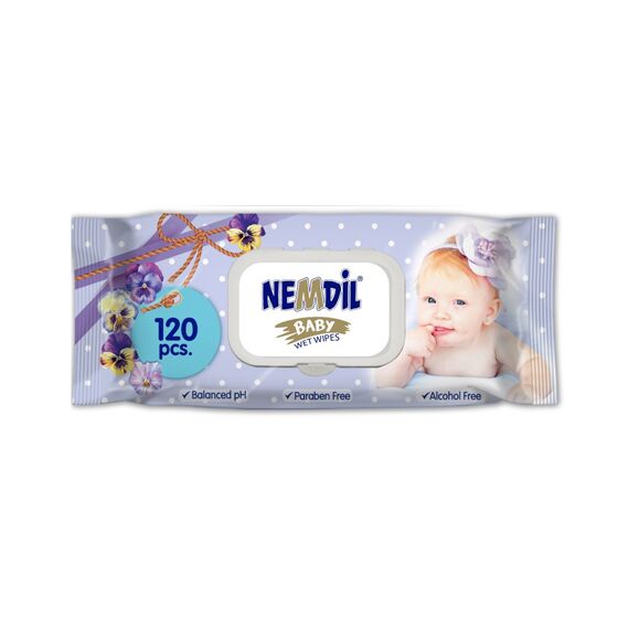 Салфет.влажные 120шт, с крышкой NEMDIL BABY, изображение 2 - linella.md
