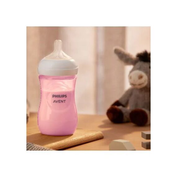 Biberon Natural Response plastic tetina/silicon 260ml Pink 1m+ AVENT, foto 5 - linella.md