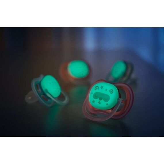 Ultra Air Night Силиконовые пустышки, ночные 0-6мес 2шт AVENT, изображение 2 - linella.md