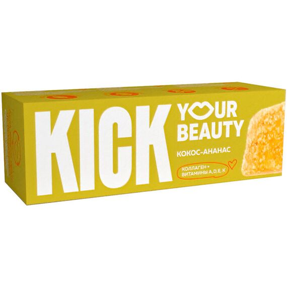 Batonas de nuca de cocos cu ananas, colagen si vitaminele A, D, E, K 38g KICK
