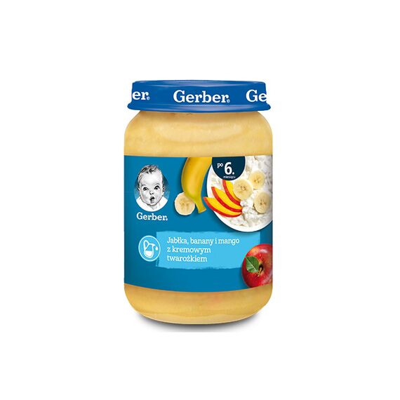 Piure de mere, banane si mango cu branza de vaci 190g GERBER