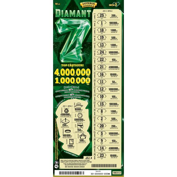 LOTERIA NATIONALA Bilet de Loterie, Diamant 7